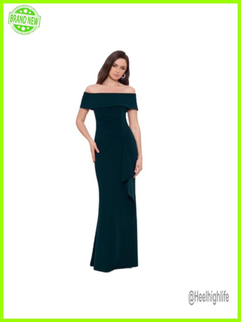 Floor-Length Off-The-Shoulder Formal Dress with Draped Detail Fitted Silhouette